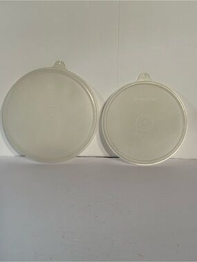 Vintage Lot Of 2 Tupperware Sheer Clear Replacement Lids 227 & 238 Preowned